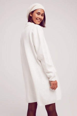 Oversized Collar Maxi Cardigan in Winter White