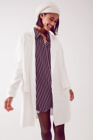 Oversized Collar Maxi Cardigan in Winter White