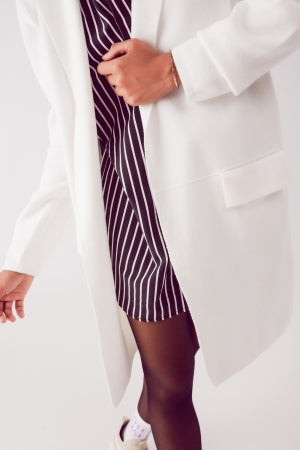 Oversized Collar Maxi Cardigan in Winter White