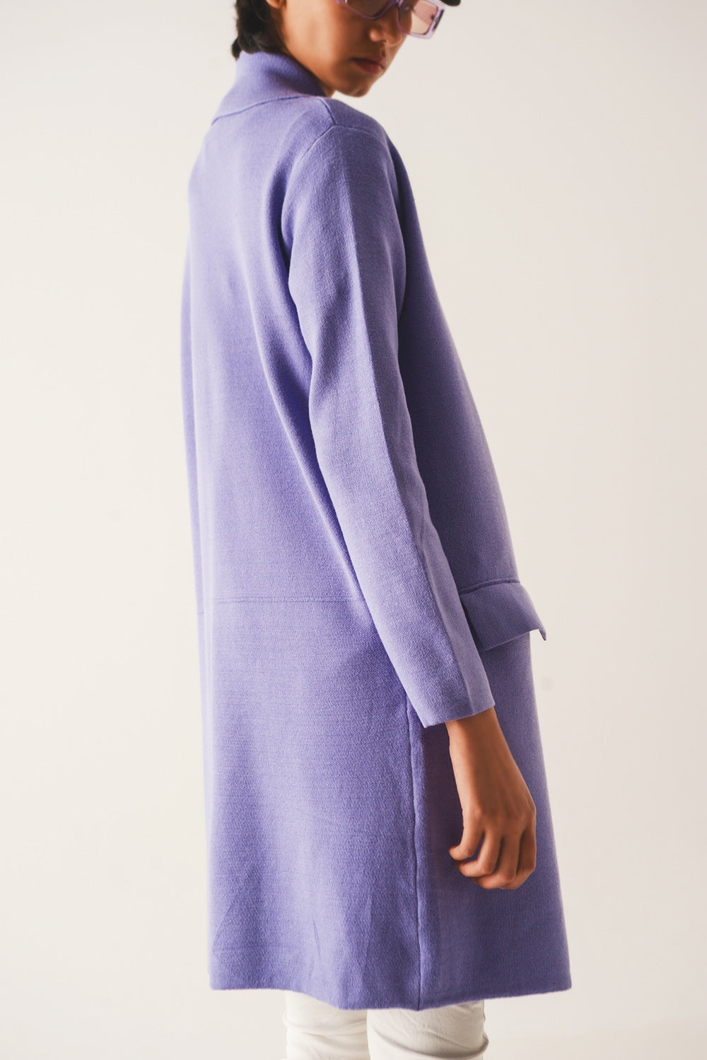 Oversized Collar Maxi Cardigan in Lavender
