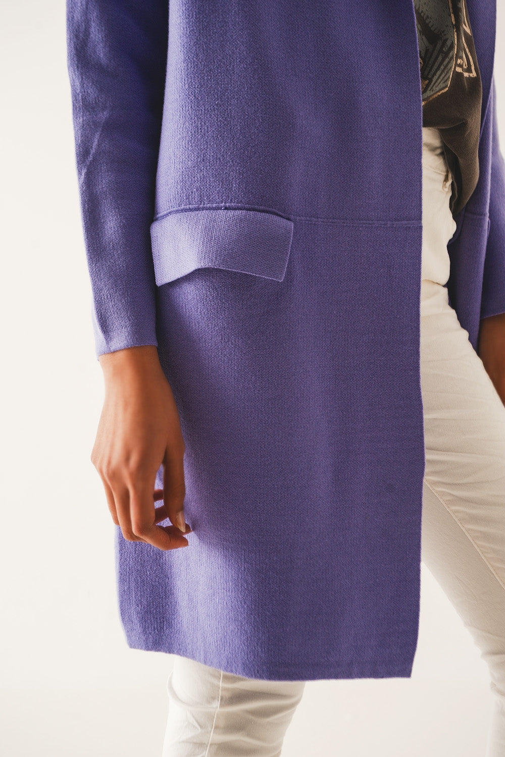 Oversized Collar Maxi Cardigan in Lavender