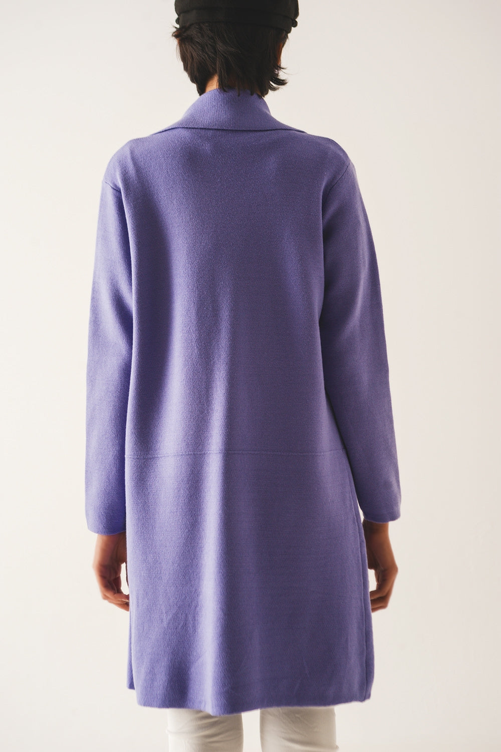 Oversized Collar Maxi Cardigan in Lavender