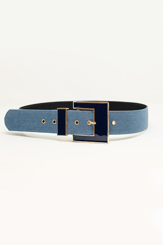 Square Buckle Belt in Light Denim Color