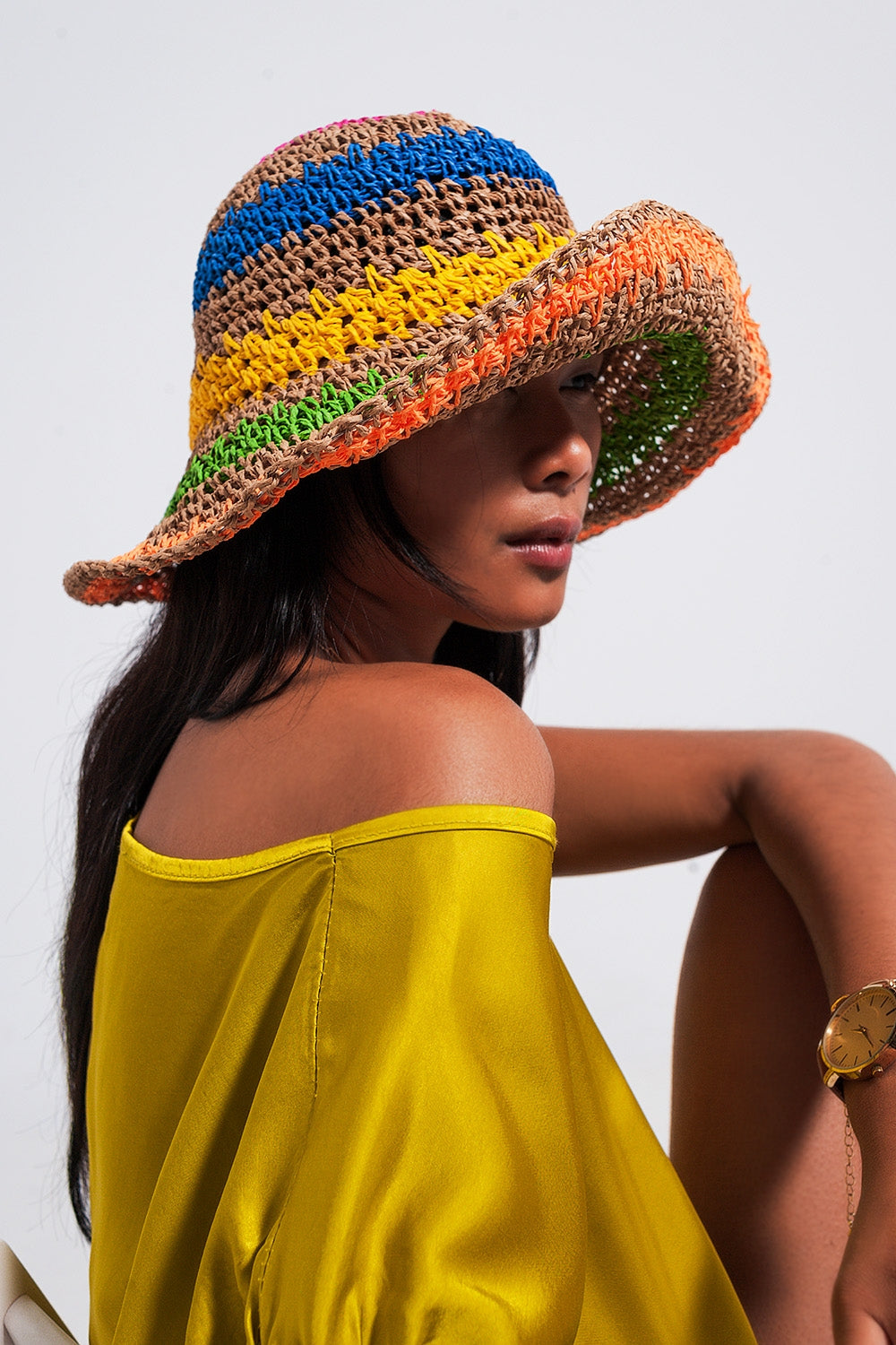 Stripe Sun Hat in Natural Colored