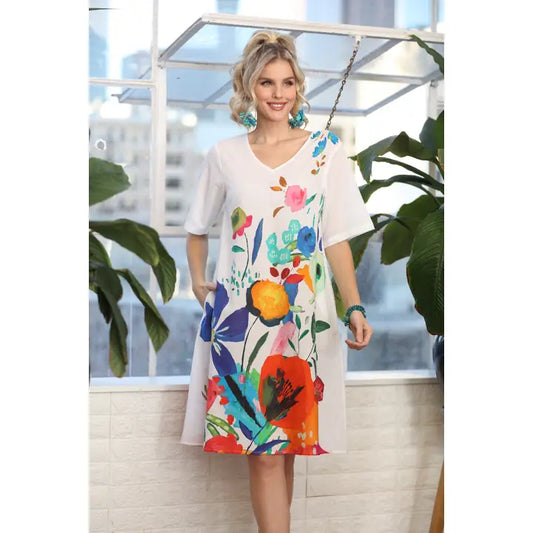 White Midi Floral Dress