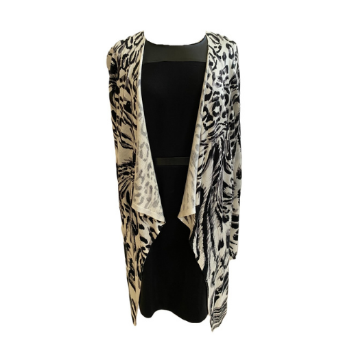 Hand Painted Grey Animal Print Cardigan
