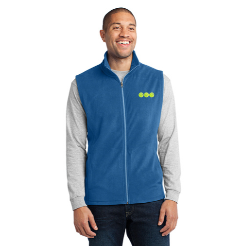 Men's Blue Soft MicroFleece Vest with Embroidered Pickleball Logo
