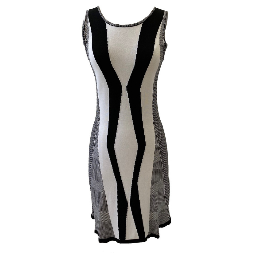 Black & White Sleeveless Knit Dress