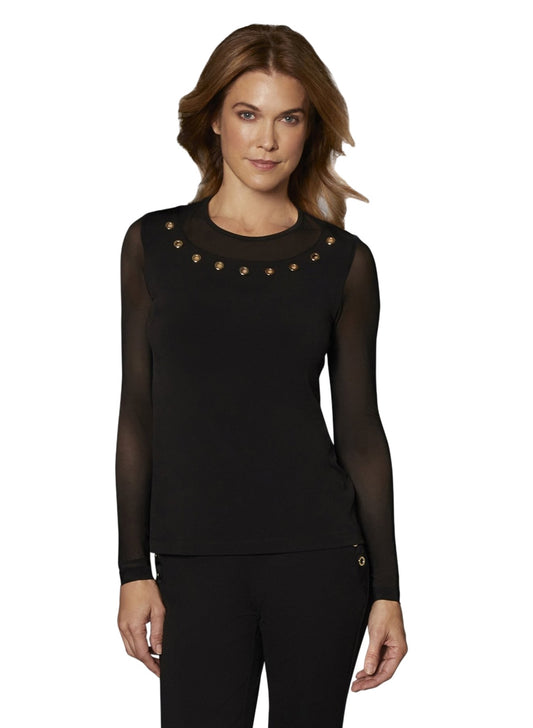 Kim Lux Mesh Top with Gold Grommet