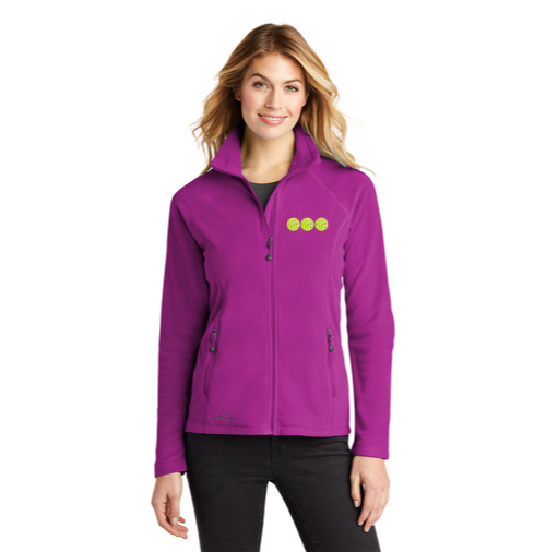 Eddie Bauer Ladies Full-Zip Microfleece Jacket with Pickleball Logo - Fuchsia