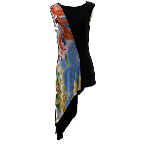 Hand Painted Asymmetrical Floral Tunic