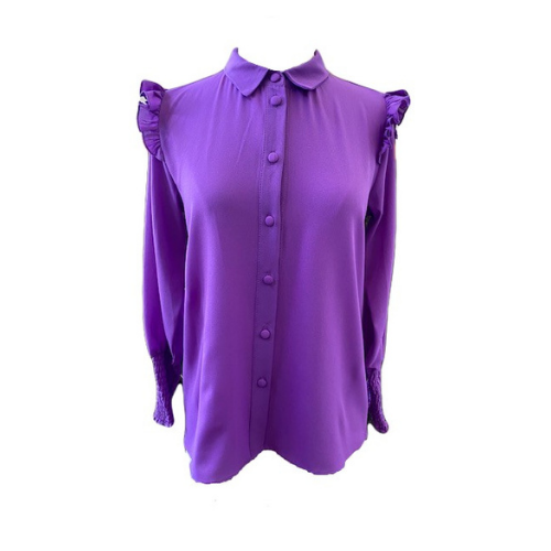 Chic Magenta Smocked Cuff Blouse
